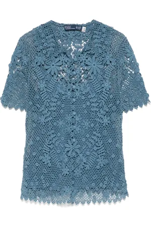 Ralph Lauren Floral-lace cotton blouse