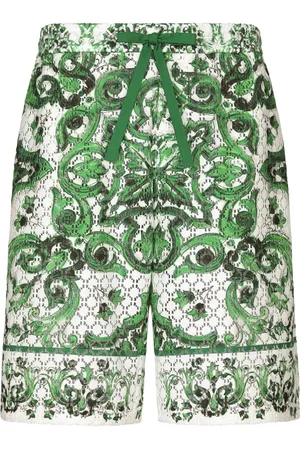 Dolce & Gabbana Majolica-print crochet-knit shorts