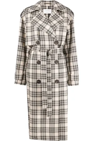Sportmax Check-pattern belted coat