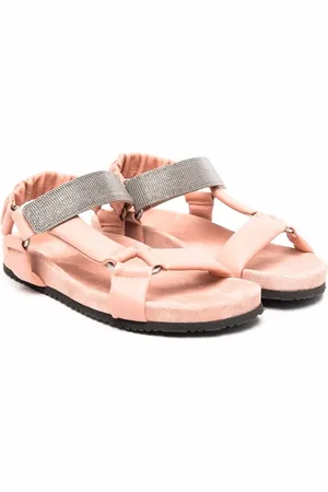 Brunello Cucinelli Silver-studded touch-strap sandals