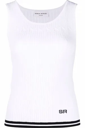 Sonia by Sonia Rykiel Logo-embroidered pointelle-knit tank top