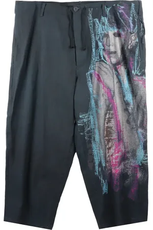 YOHJI YAMAMOTO Graphic-print pleated tapered trousers