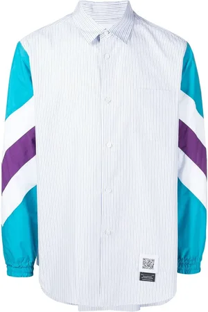 Fumito Ganryu Contrast-sleeve striped shirt