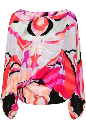 Puccini Geometric-print silk top