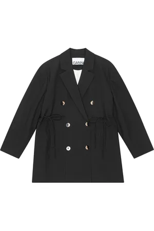 Ganni Oversized string-tie double-breasted blazer