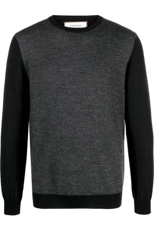 CANALI Crew-neck bi-colour wool jumper