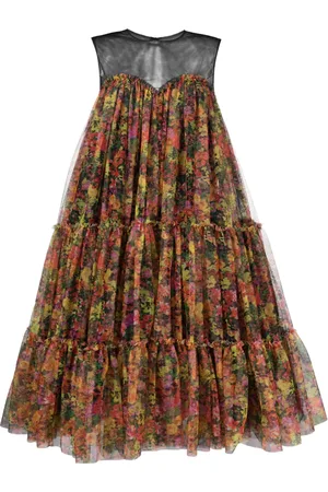 Serafini Floral-print tiered dress