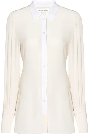 Victoria Beckham Contrast-placket silk shirt