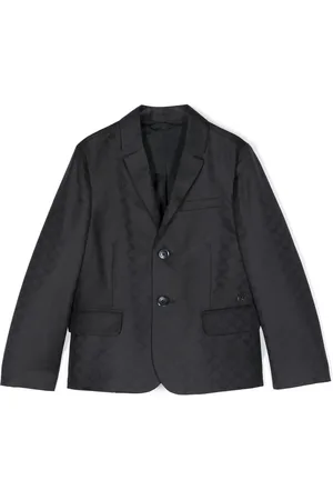 Emporio Armani Monogram-jacquard single-breasted blazer