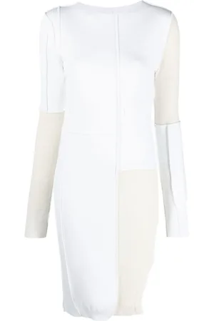 Maison Margiela Colour-block exposed-seam midi dress