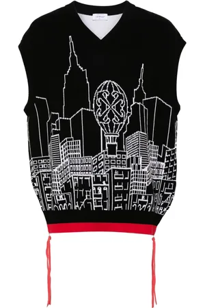OFF-WHITE Intarsia-knit sleeveless jumper