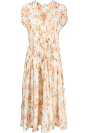 Vince Floral-print plissé dress