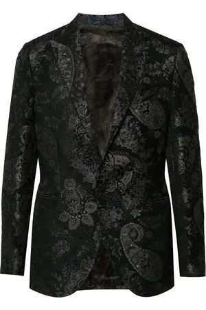 Etro Floral-jacquard single-breasted blazer