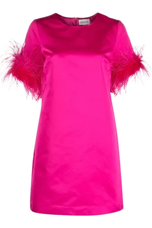 P.A.R.O.S.H. Feather-trim satin dress