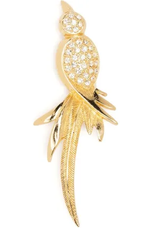 Dior 1980s rhinestone-embellished bird brooch