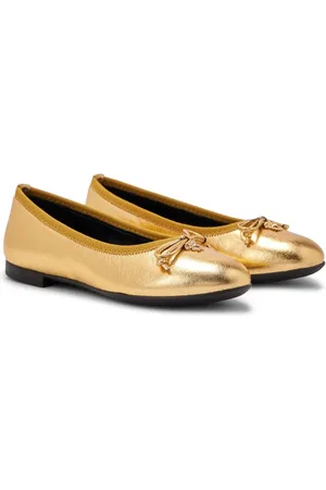 VERSACE Metallic leather ballerina shoes