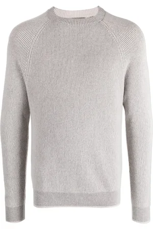 N.PEAL Two-tone ribbed-knit cashmere jumper