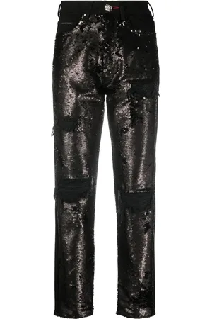 Philipp Plein Sequin-embellished high-waisted jeans