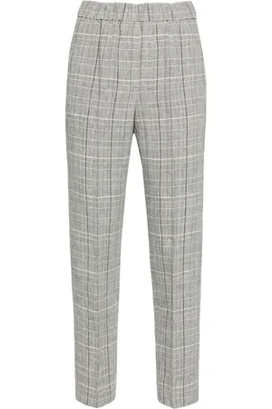 PESERICO SIGN Plaid-check cropped trousers