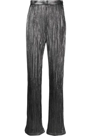 Styland Pleated satin straight trousers