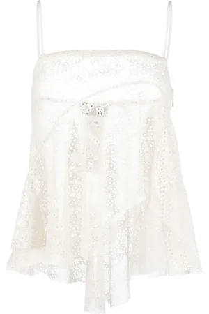 Dsquared2 Broderie-anglaise draped strapless top