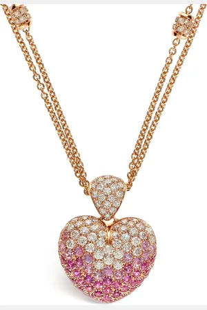 Leo Pizzo 18kt rose gold Amore diamond and sapphire heart pendant necklace