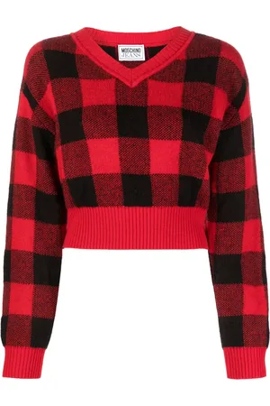 Moschino Check-pattern wool-blend jumper