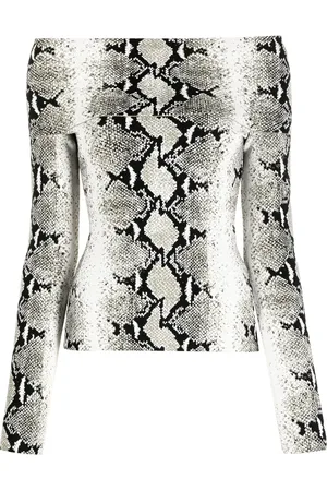Khaite Snakeskin-print off-shoulder top