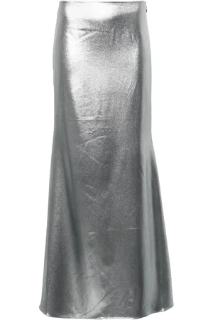 ROTATE Semi-train metallic-effect maxi skirt
