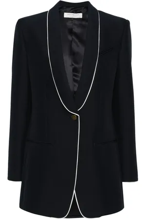 Serafini Piped-trim single-breasted blazer
