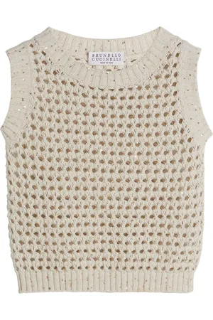 Brunello Cucinelli Open-knit cotton-blend top