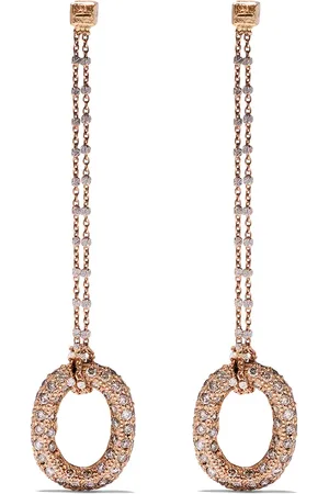 CAROLINA BUCCI 18kt rose gold Pave Links diamond drop earrings