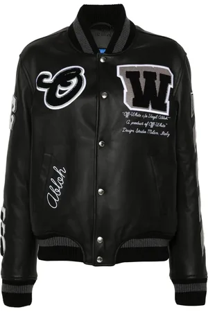 OFF-WHITE Appliqué leather bomber jacket