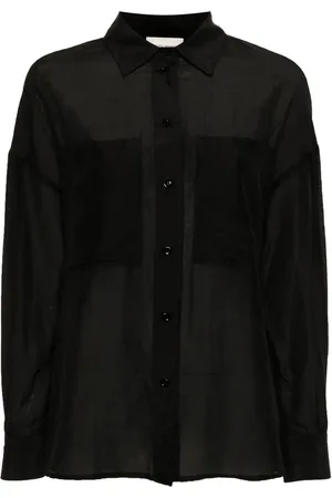 SEMICOUTURE Chest-pockets semi-sheer shirt
