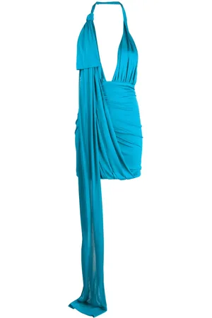 BLUMARINE Halterneck ruched layered minidress