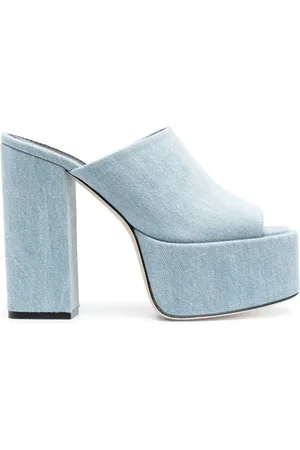 PARIS TEXAS Sasha 130mm denim platform mules
