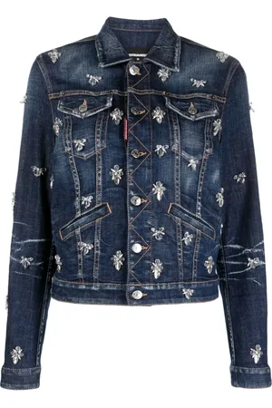Dsquared2 Crystal-embellished cropped denim jacket