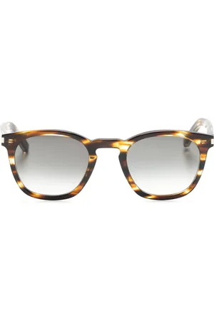 Saint Laurent Tortoiseshell-effect round-frame sunglasses