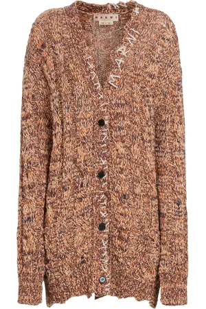 Marni Decorative-stitch chunky cable-knit cardigan