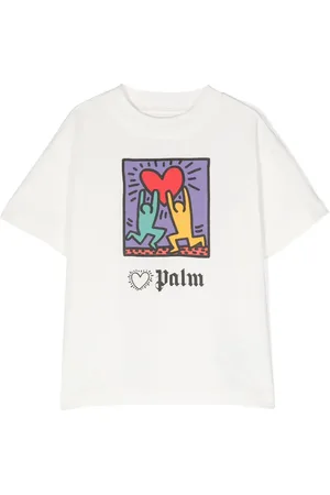 Palm Angels X Keith Haring heart-print cotton T-shirt