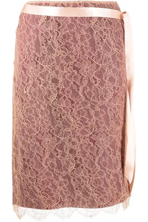 VALENTINO GARAVANI 1990s side-tied lace skirt