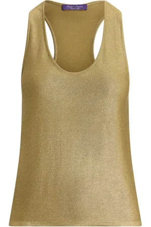 Ralph Lauren Metallic-effect silk tank top
