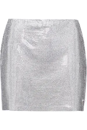 Prada Crystal-embellished cotton miniskirt