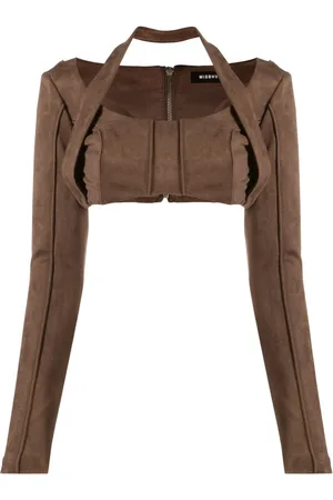 MISBHV Faux-suede long-sleeved crop top