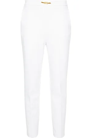 Elisabetta Franchi Logo-plaque tapered-leg trousers