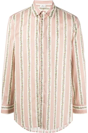 Etro Floral-print striped cotton shirt