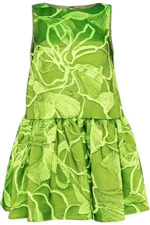 Amsale Floral-jacquard boat-neck dress