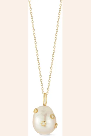 Mateo 14kt yellow baroque pearl and diamond necklace