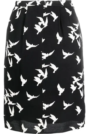 Saint Laurent 1978 dove birds print skirt