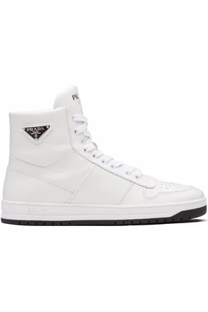 Prada Perforated triangle-logo high-top sneakers